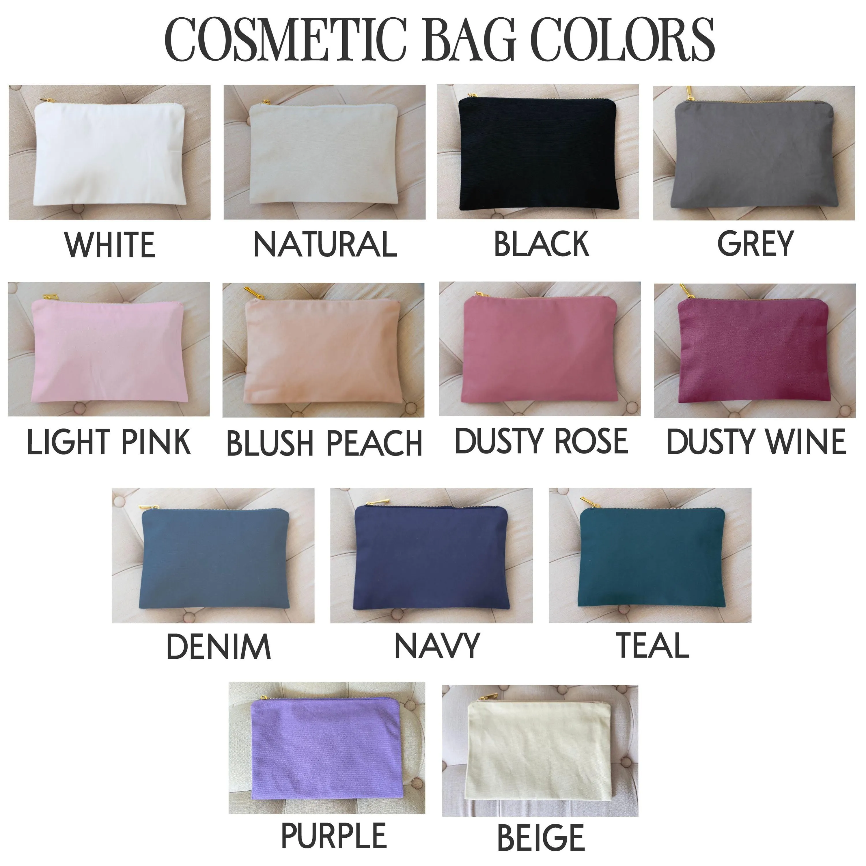 Canvas Makeup Bag | Custom Cosmetic Bags for Bridesmaid Gifts