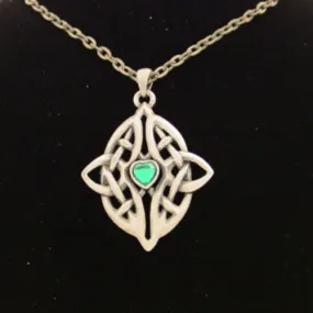 CELTIC W/ GREEN GEM NECKLACE