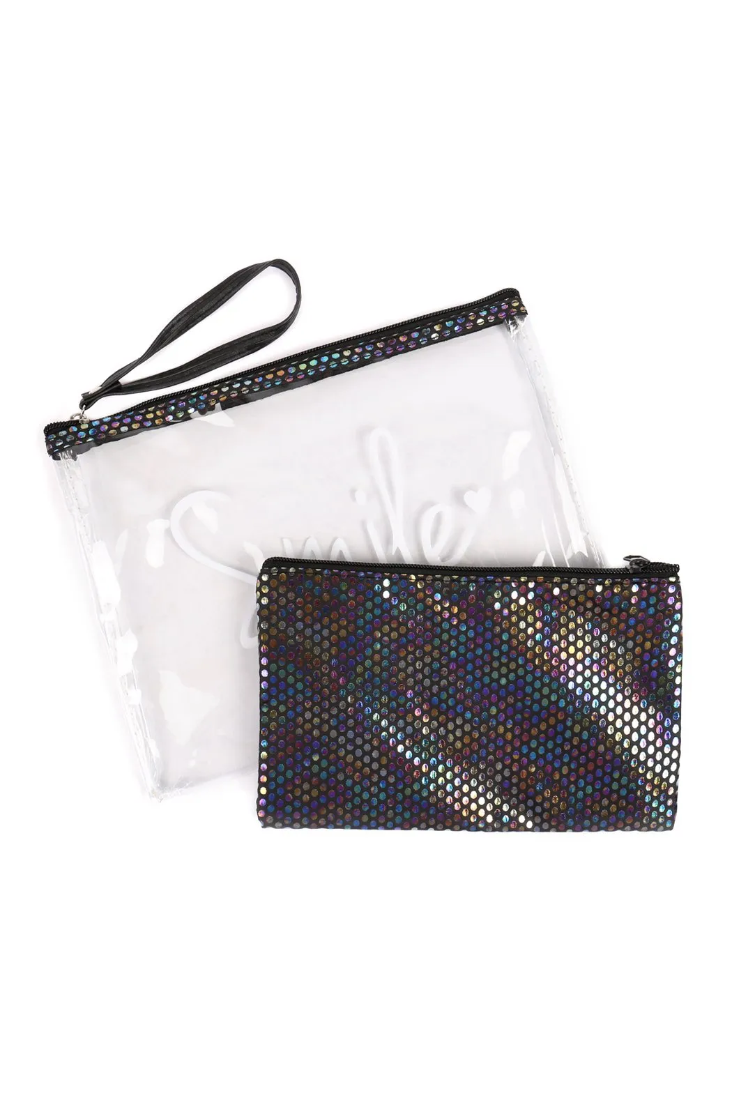 Clear Smile Cosmetic Bag With Sparkly Pouch