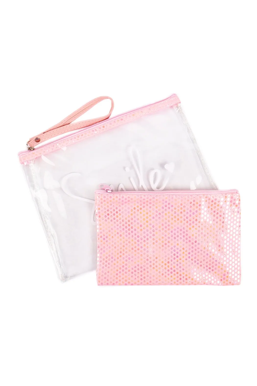 Clear Smile Cosmetic Bag With Sparkly Pouch