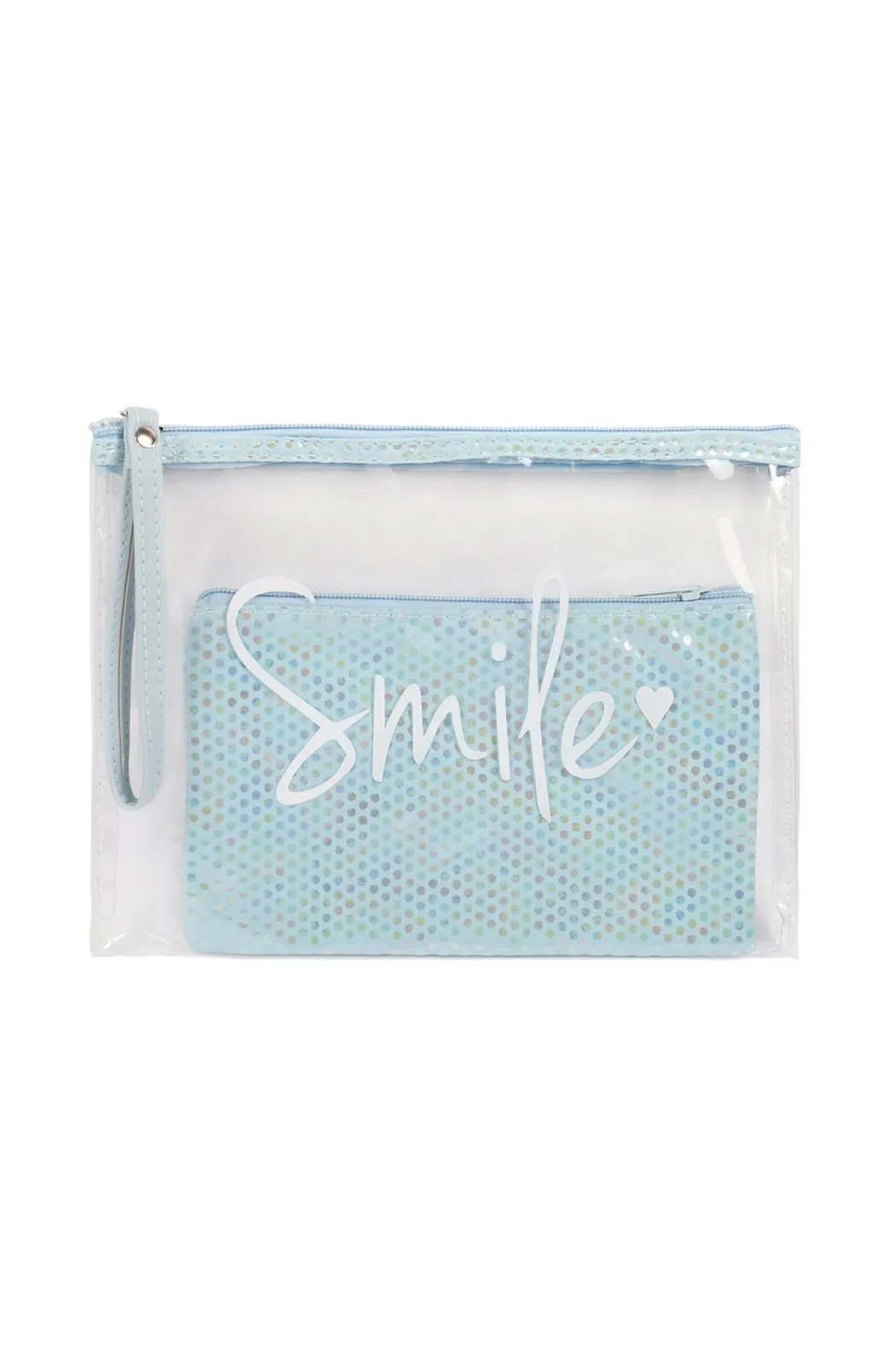 Clear Smile Cosmetic Bag With Sparkly Pouch