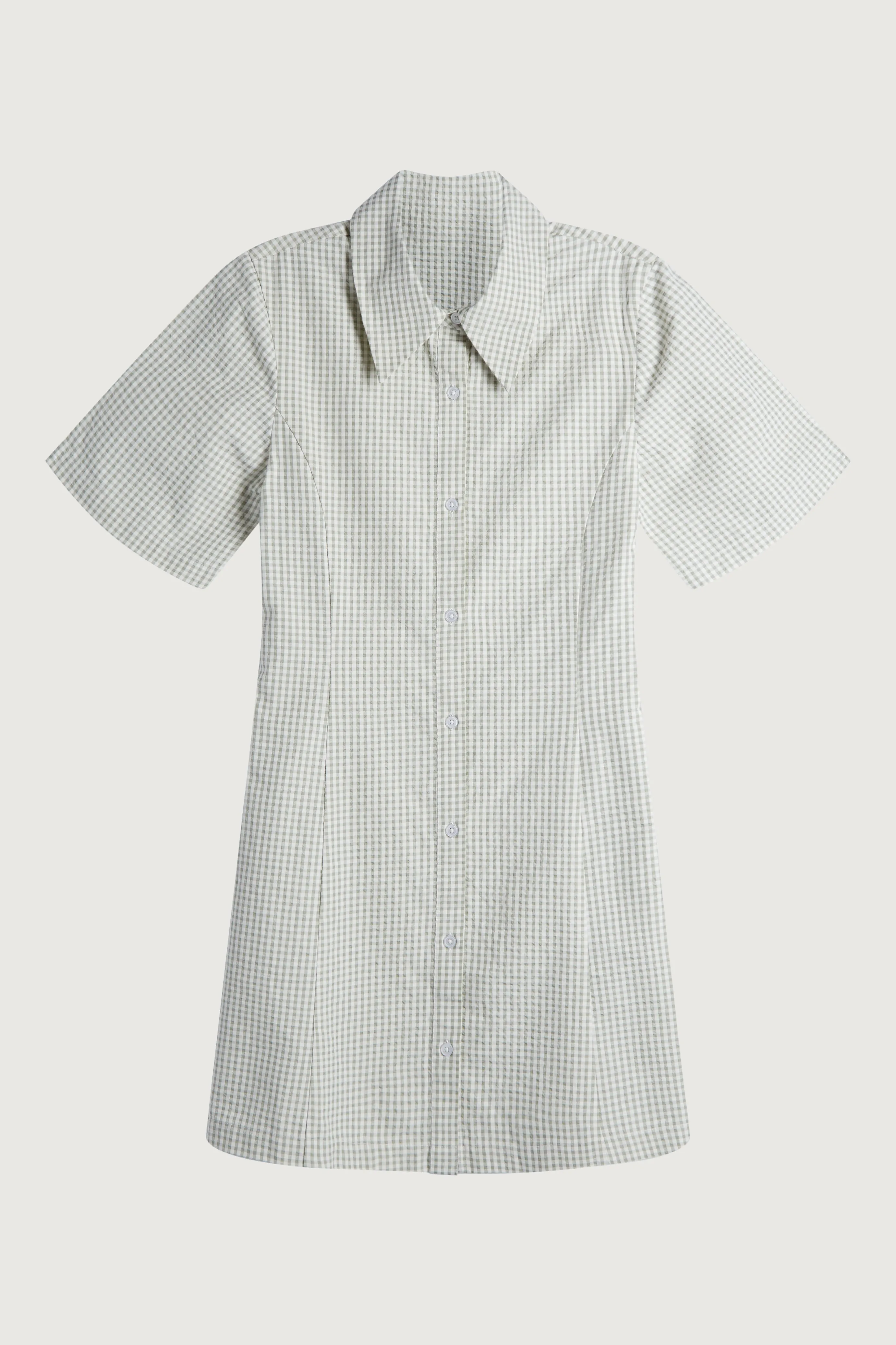 COLLARED MINI GINGHAM DRESS