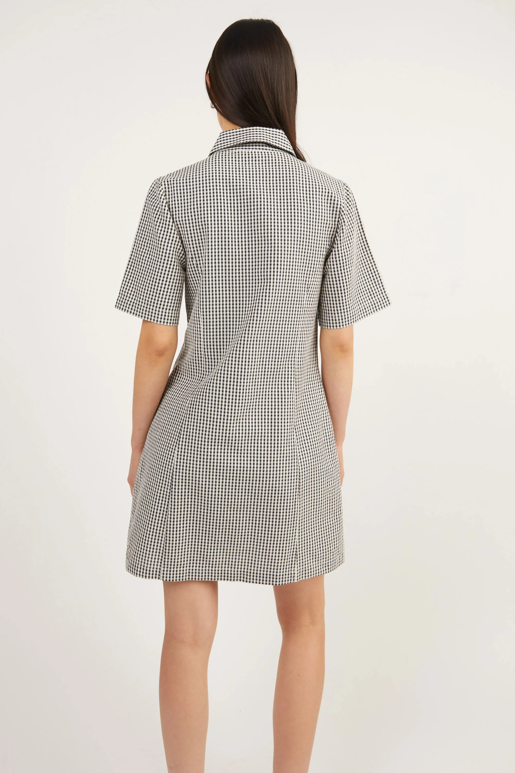 COLLARED MINI GINGHAM DRESS