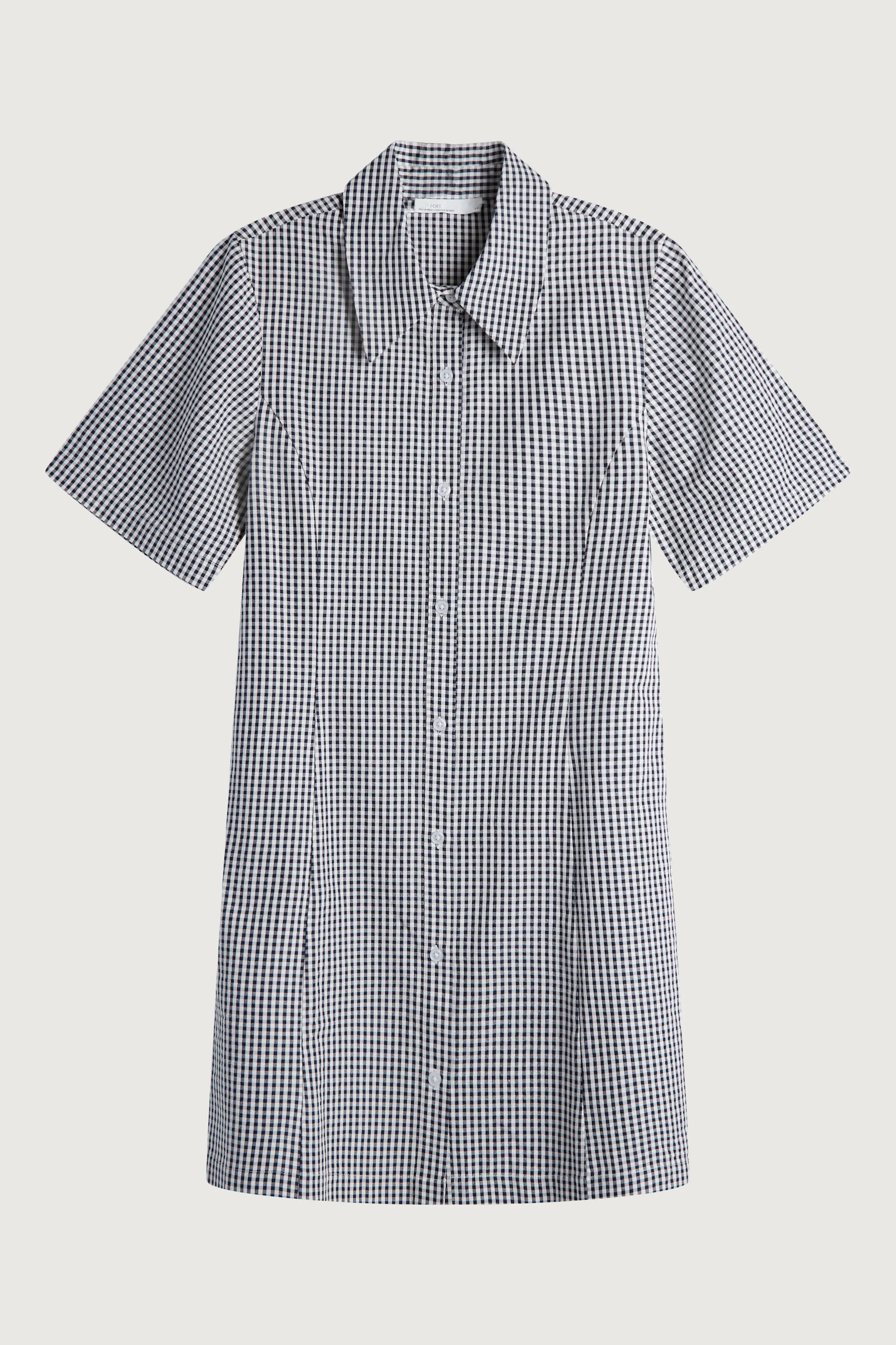 COLLARED MINI GINGHAM DRESS