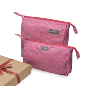 Combo -Wash Bag Tall & Makeup Bag Big - Geo Pink Flambé