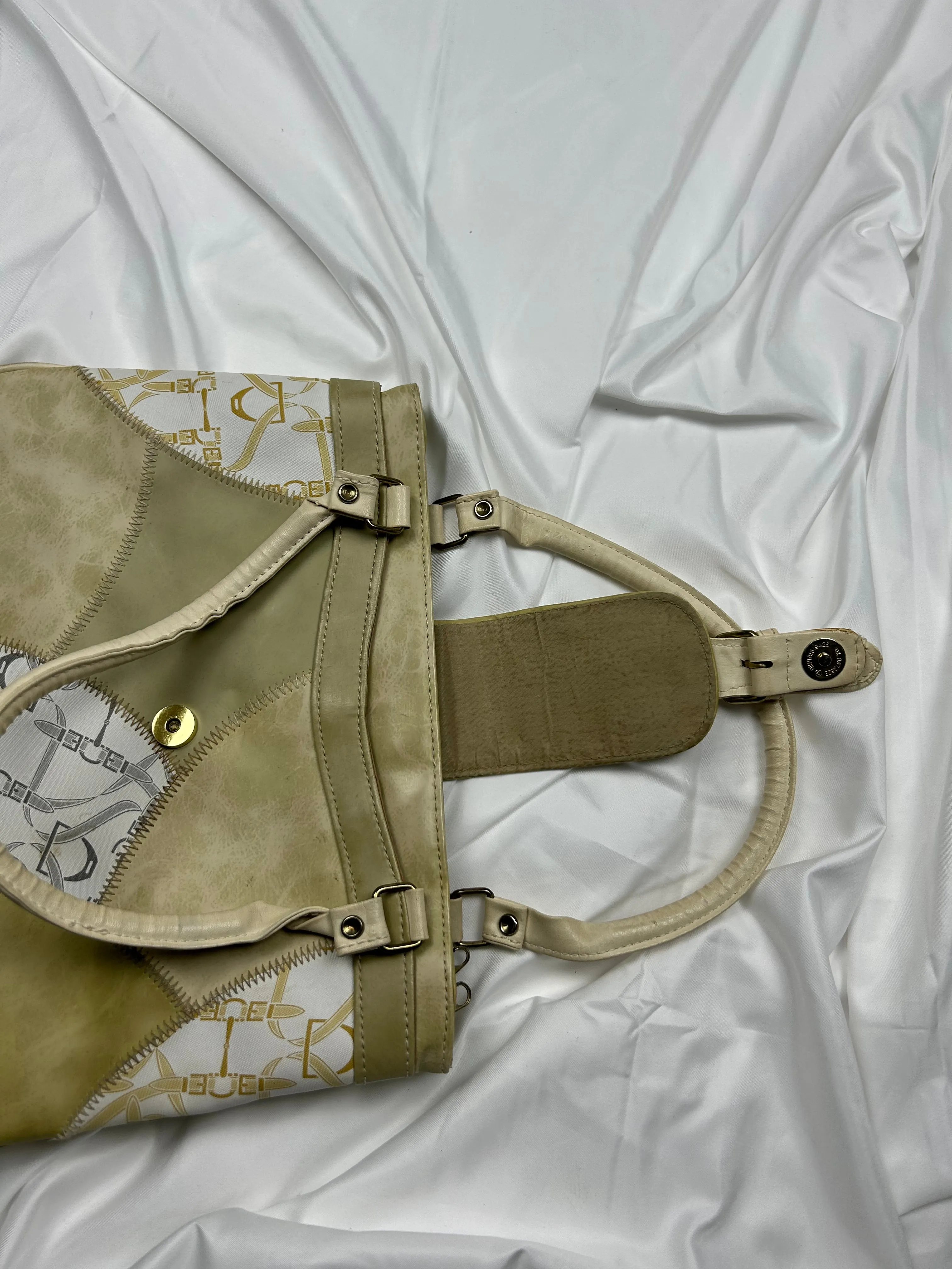 Cream buckle belt handbag