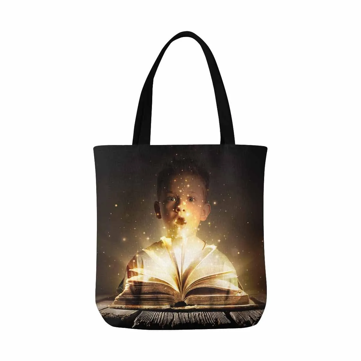 Custom Boy Magic Book Canvas Tote Bag