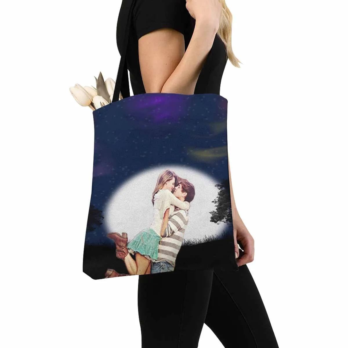 Custom Couple Night Canvas Tote Bag