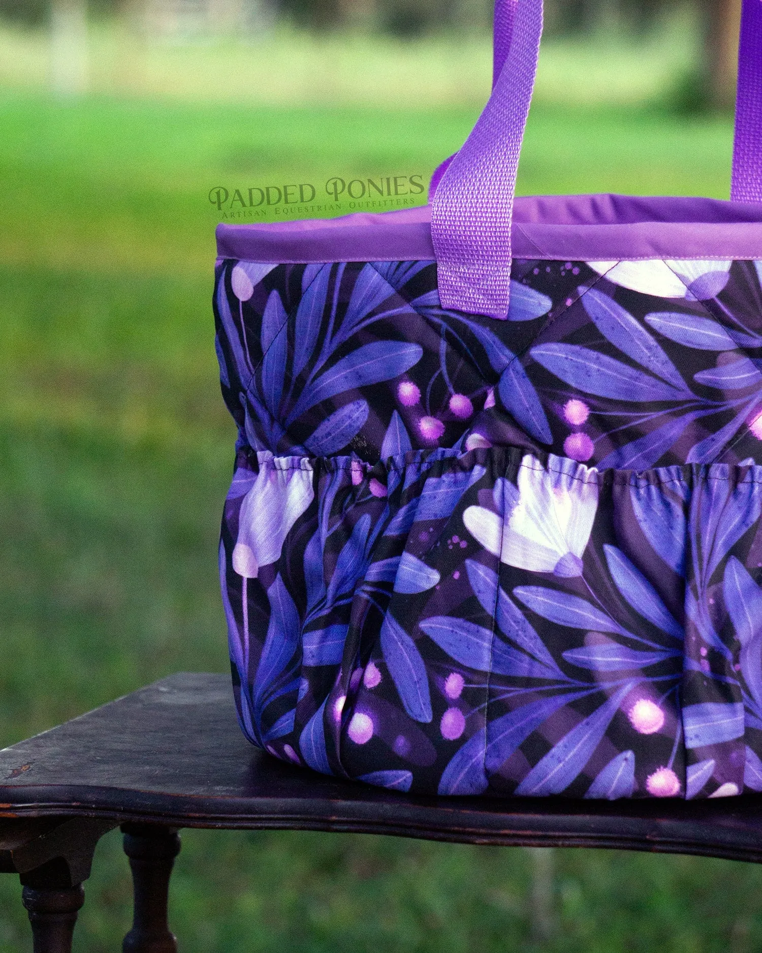 Custom Purple Moonflowers Large Groom Brush Bag