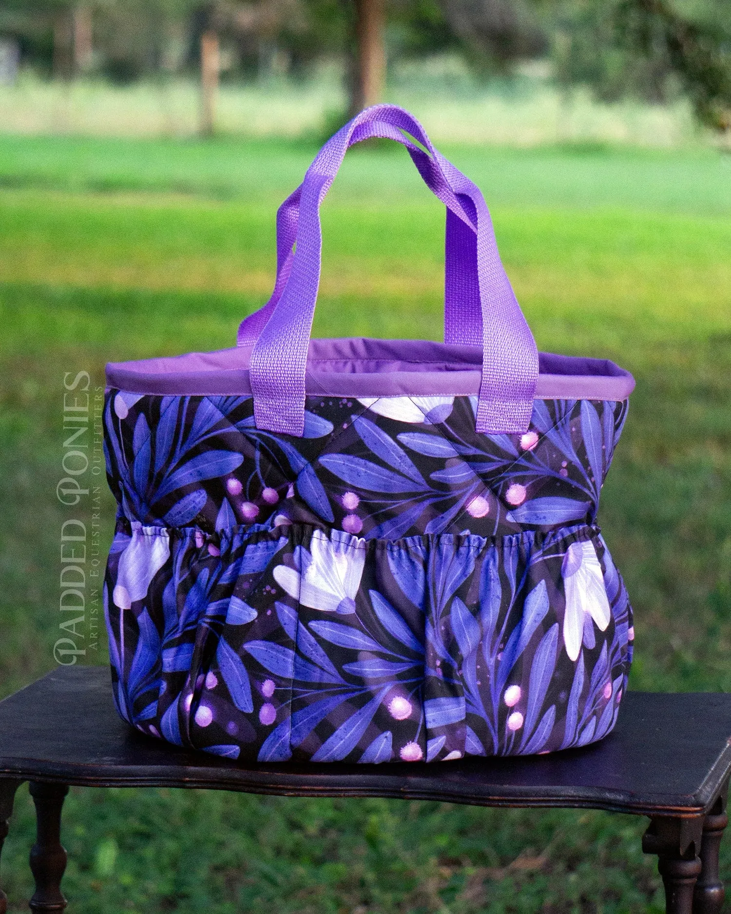 Custom Purple Moonflowers Large Groom Brush Bag