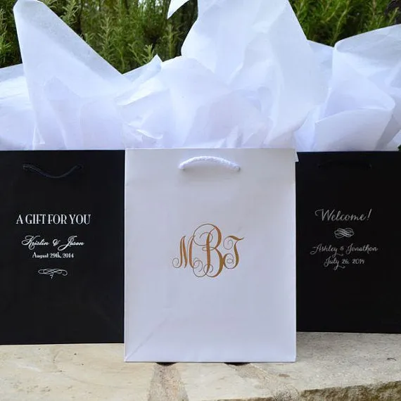 Custom Script Monogram Welcome Bags