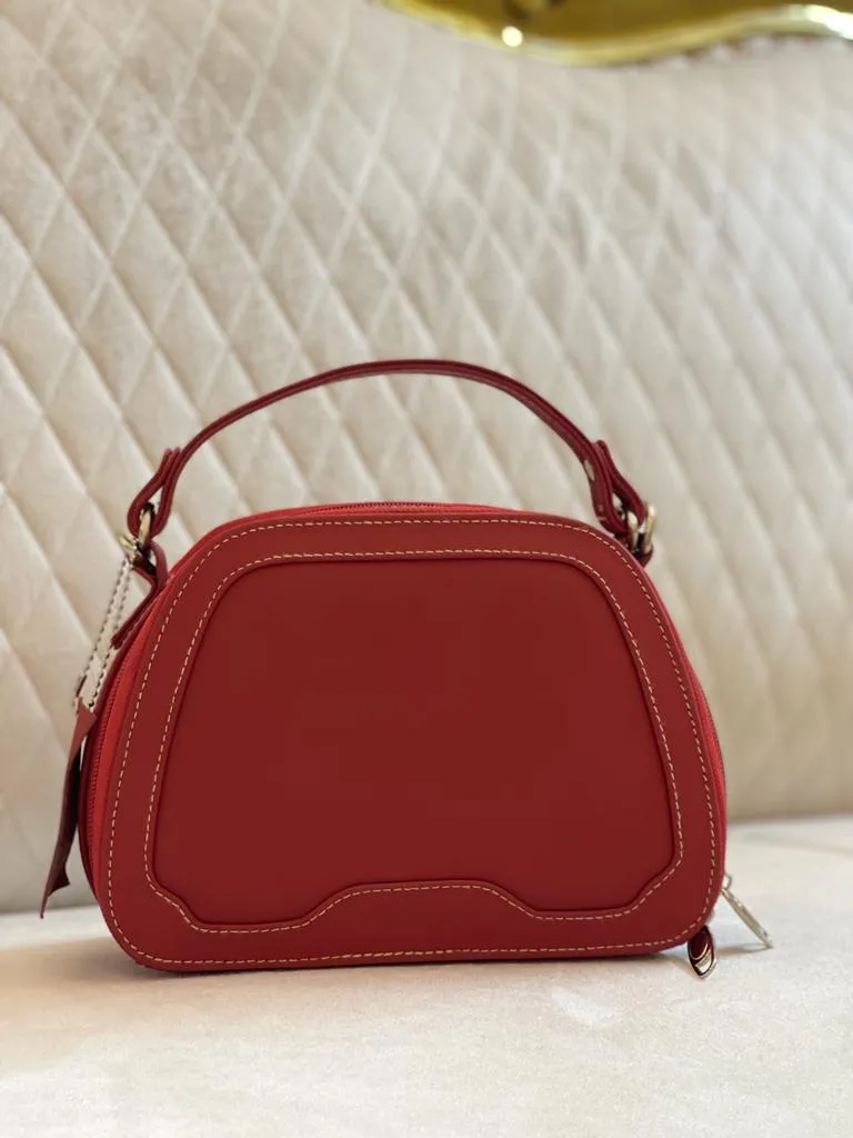 Cute Leather Makeup Bag Red Genuine Leather