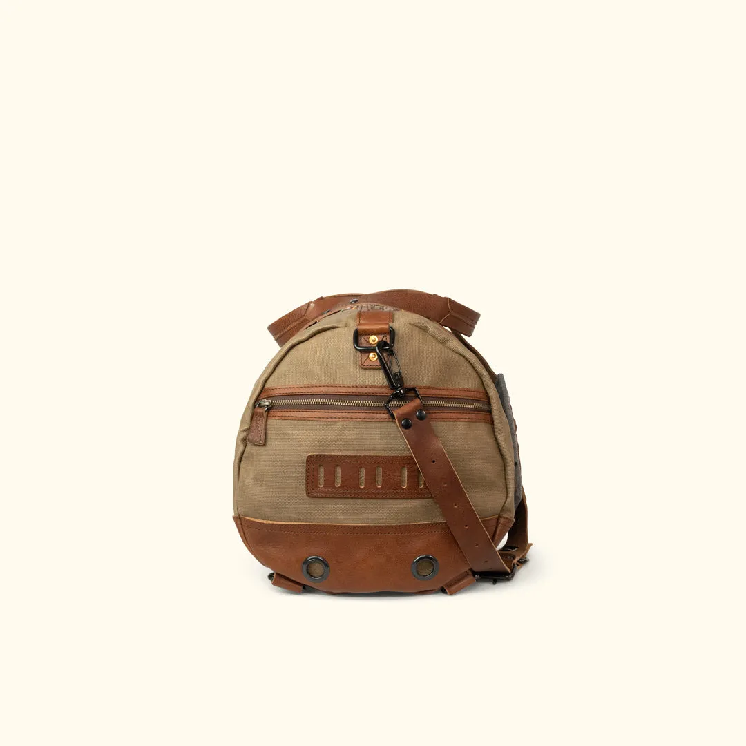 Dakota Waxed Canvas Duffle Bag/Backpack | Field Khaki w/ Chestnut Brown Leather