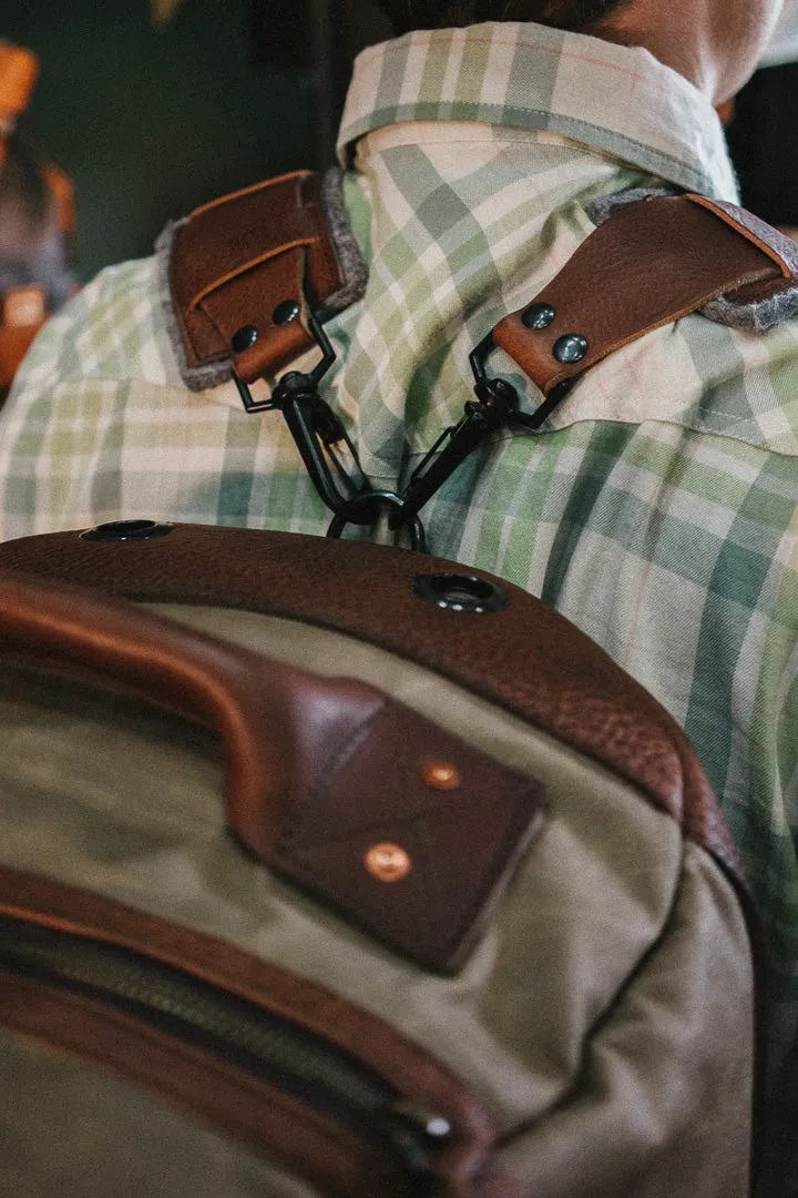 Dakota Waxed Canvas Duffle Bag/Backpack | Field Khaki w/ Chestnut Brown Leather