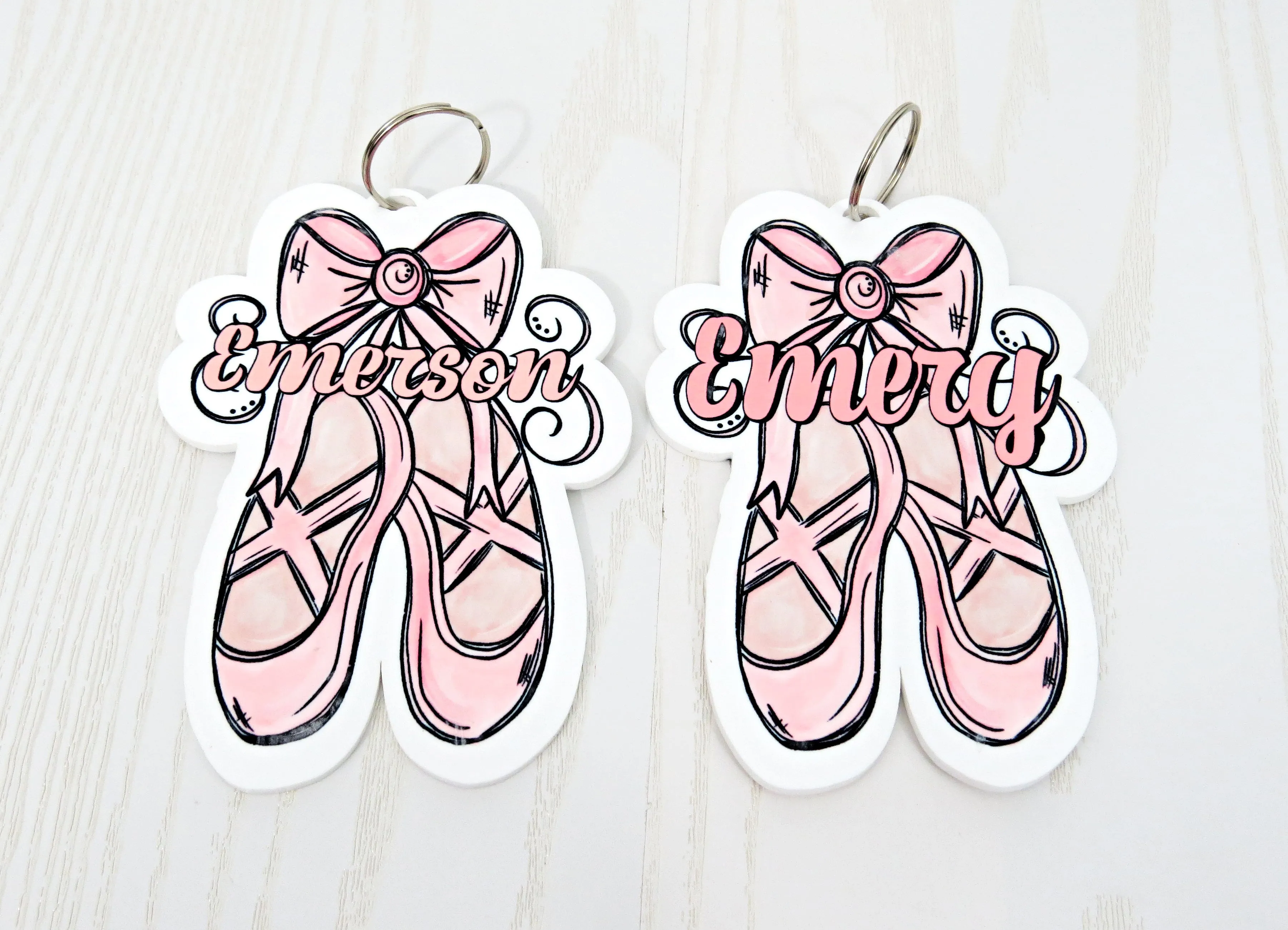 Dance Ballet Bag Tag Personalized with Name - Young Dancer Bag Name Tag - Pointe Keychain Ballerina