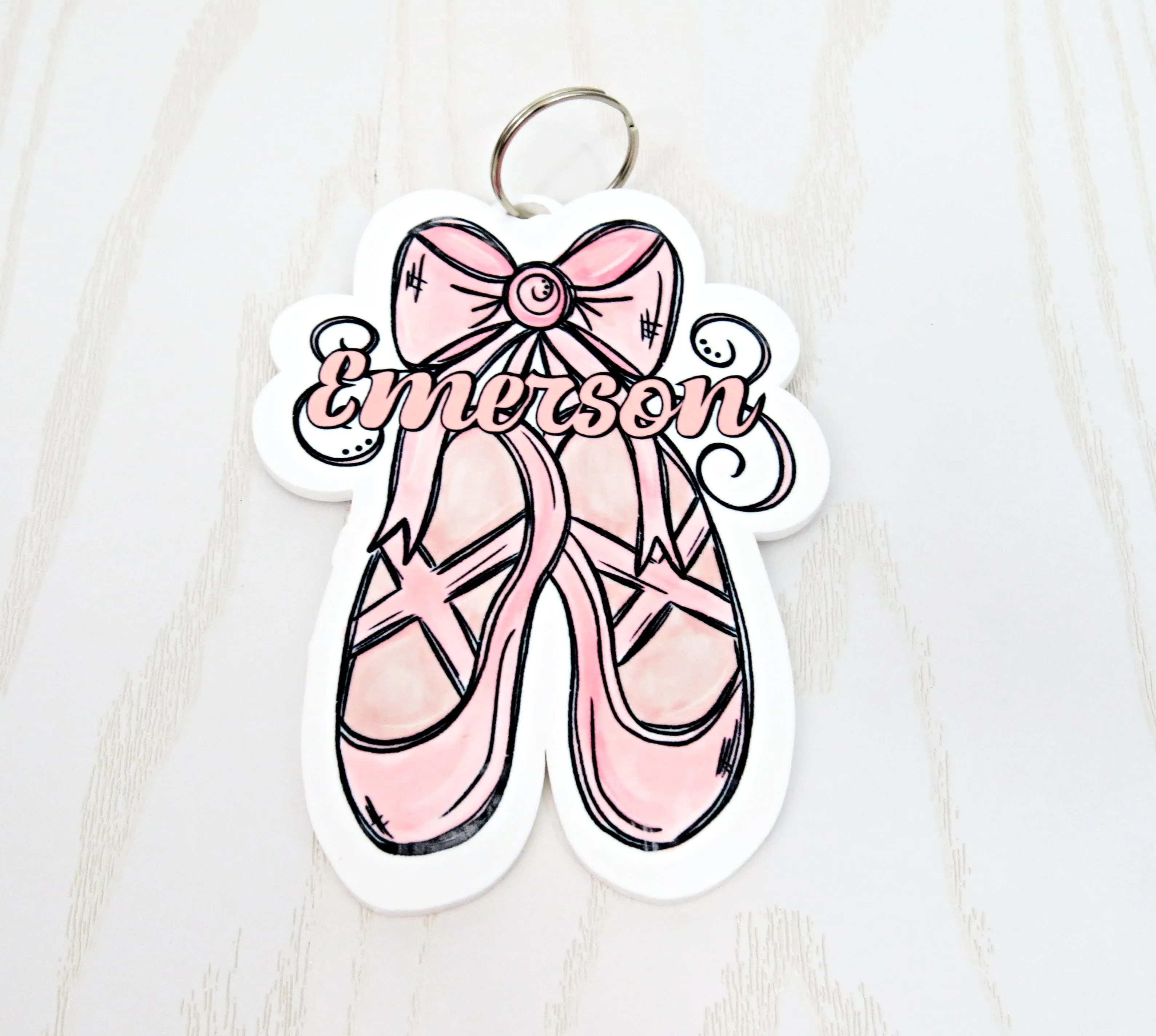 Dance Ballet Bag Tag Personalized with Name - Young Dancer Bag Name Tag - Pointe Keychain Ballerina