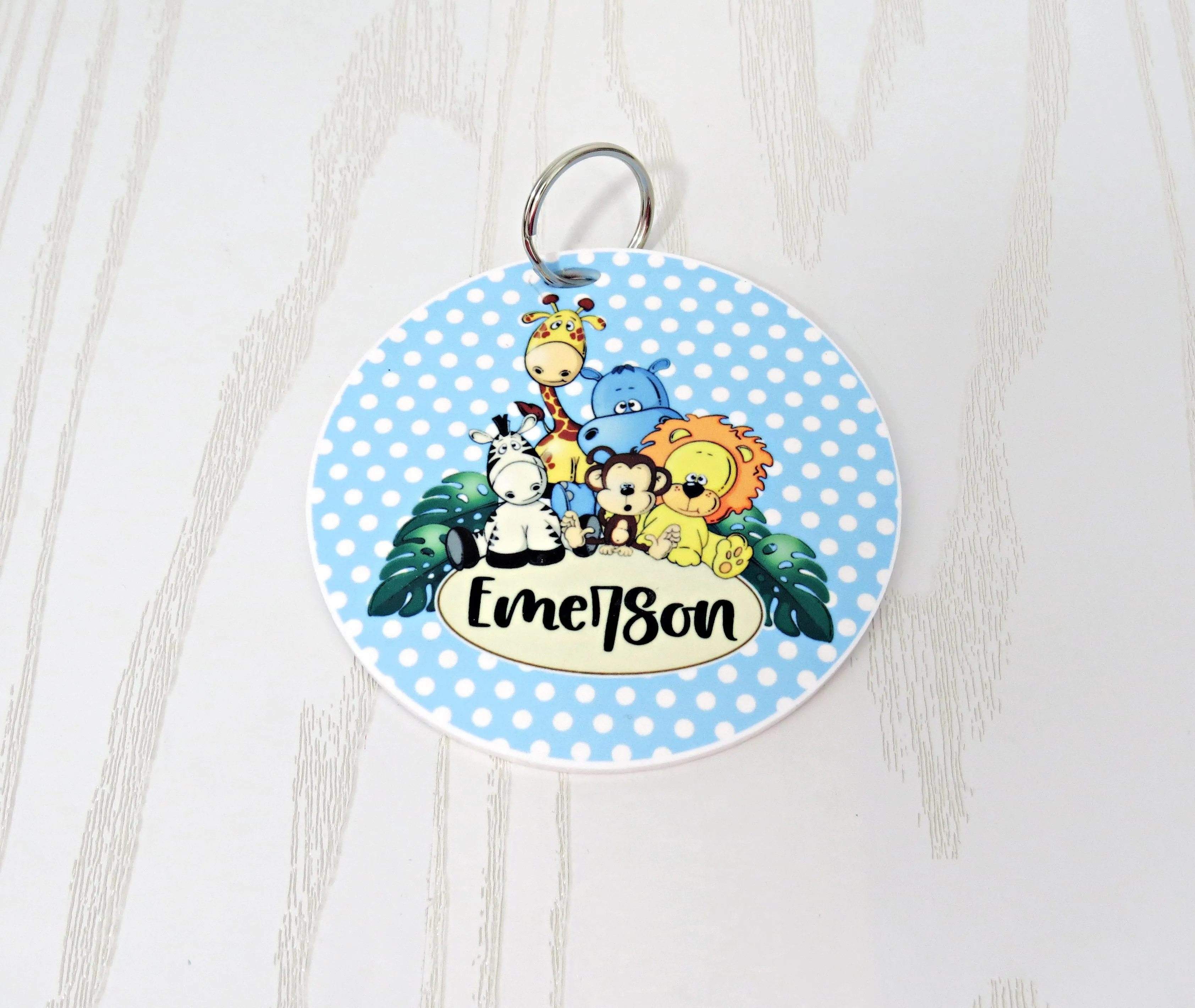 Diaper Bag Tag Personalized with Name - Young Mother Bag Name Tag - Jungle Baby Bag Tag - Safari Animal Themed