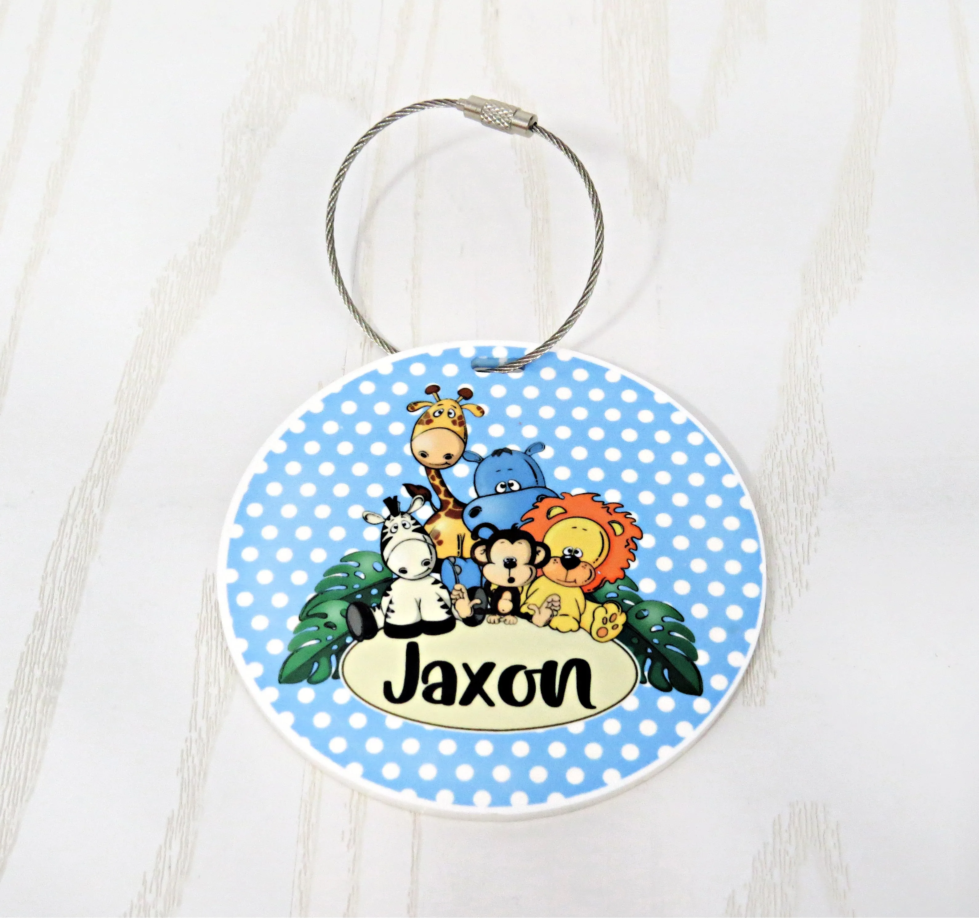 Diaper Bag Tag Personalized with Name - Young Mother Bag Name Tag - Jungle Baby Bag Tag - Safari Animal Themed