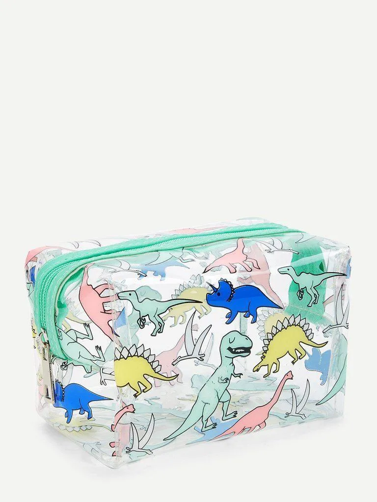 Dinosaur Print Makeup Bag