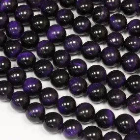 Dyed Purple Tigers Eye Round Beads 8mm - 35cm Strand