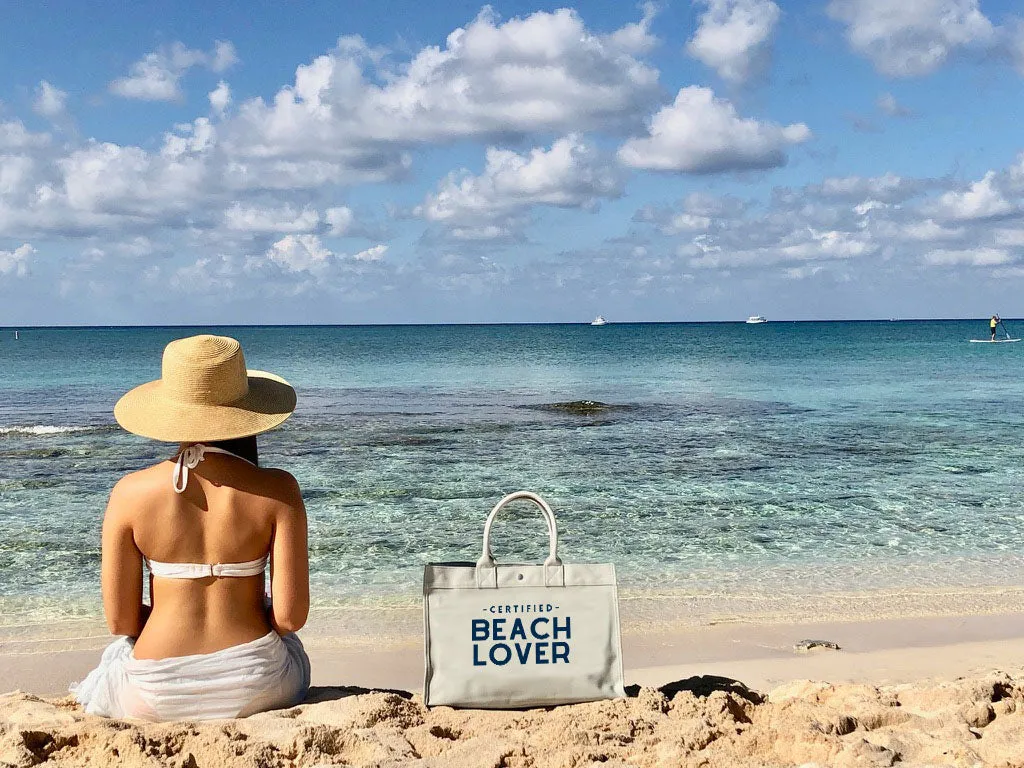 East West Bag: Natural with Navy Matte Certified Beach LOVER