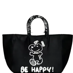 Everyday Vegan Leather Tote - Hand Painted Be Happy