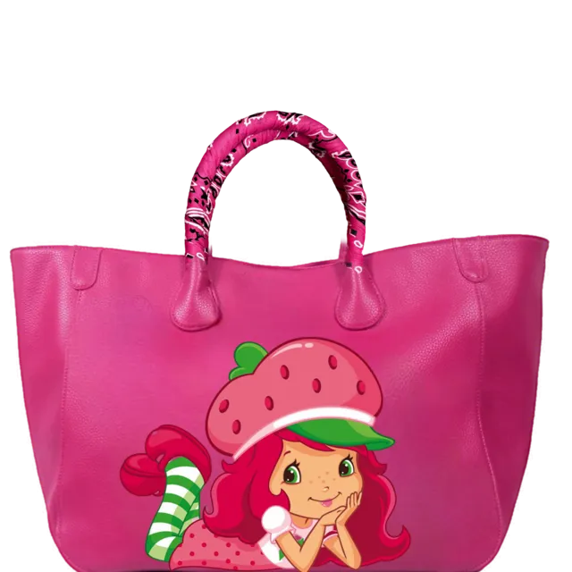 Everyday Vegan Leather Tote - Hand Painted Strawberry Shortcake