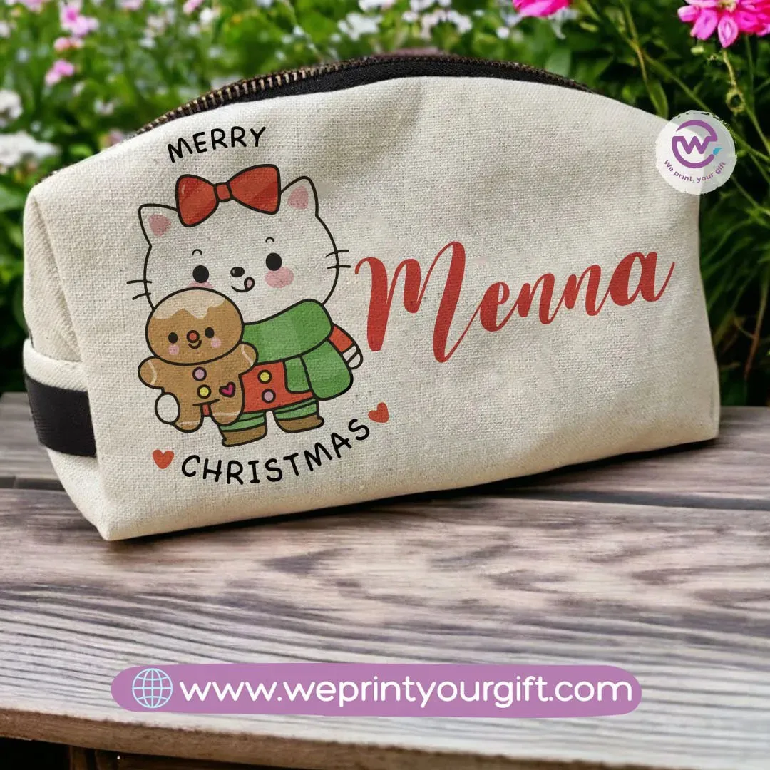 Fabric Boxy Pouch Makeup-Christmas names