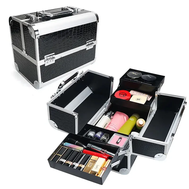 Faux Leather & Aluminium Storage Cosmetics Makeup Case -740