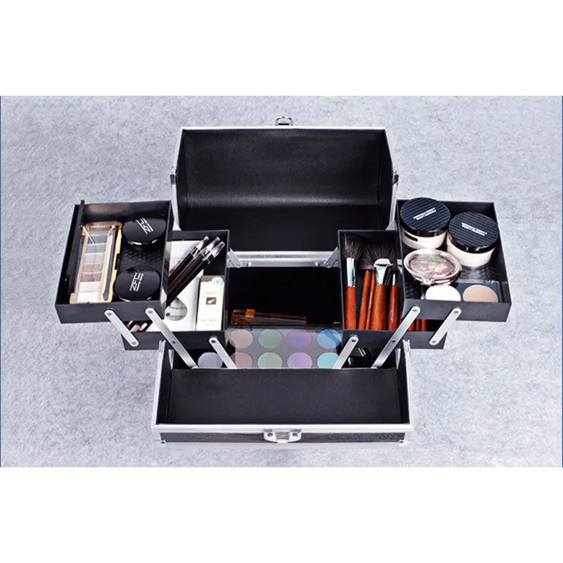 Faux Leather & Aluminium Storage Cosmetics Makeup Case -740