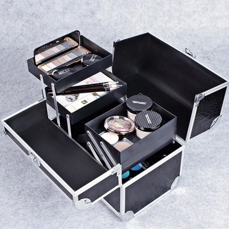 Faux Leather & Aluminium Storage Cosmetics Makeup Case -740