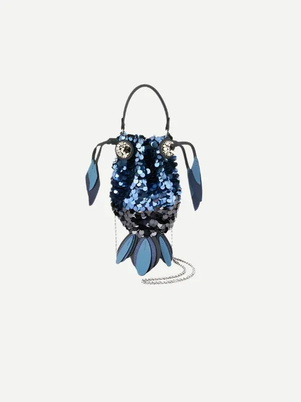 Fish Sequin Cross Body in Marine