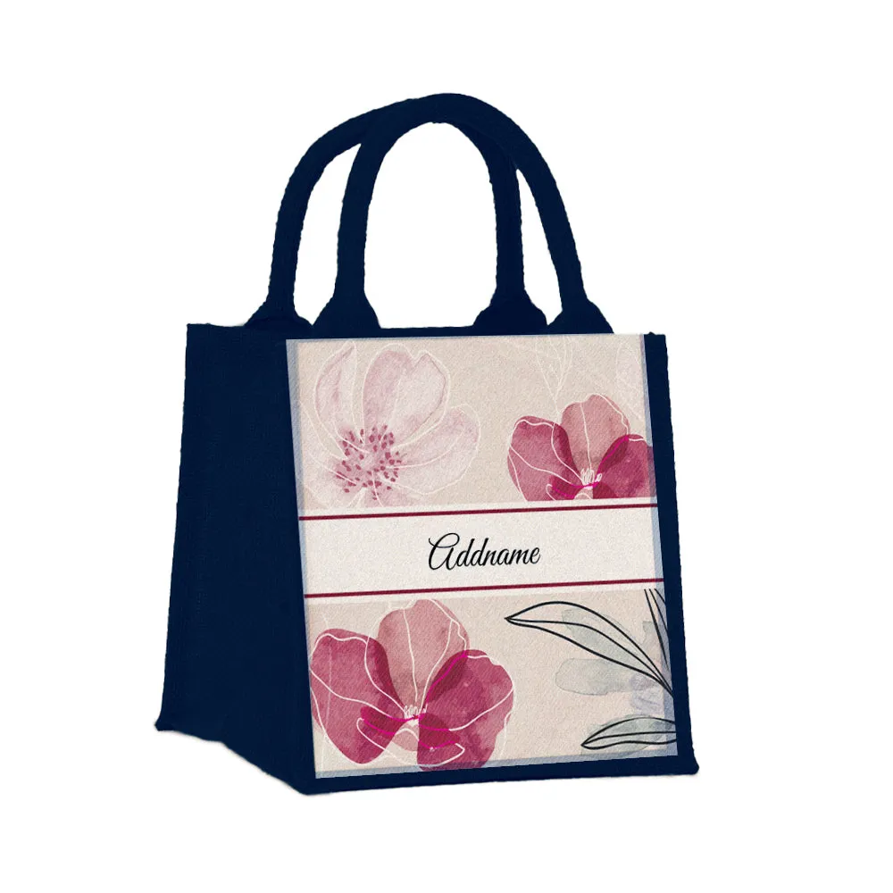 Floral Flourish Flora Series Jute Tote Bag [FREE Custom Add Name]