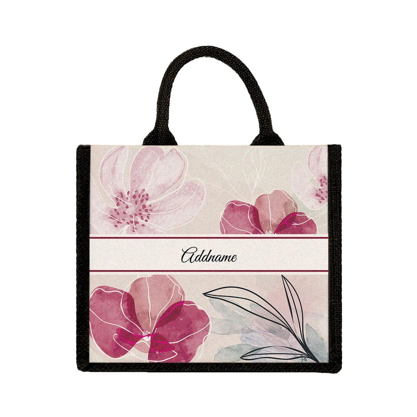 Floral Flourish Flora Series Jute Tote Bag [FREE Custom Add Name]