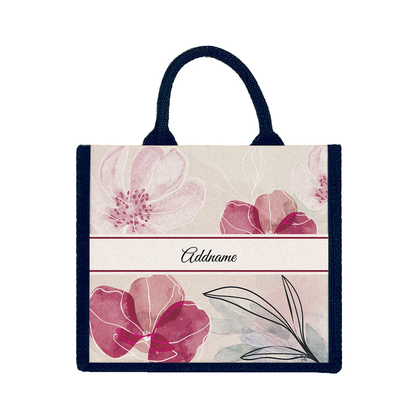 Floral Flourish Flora Series Jute Tote Bag [FREE Custom Add Name]