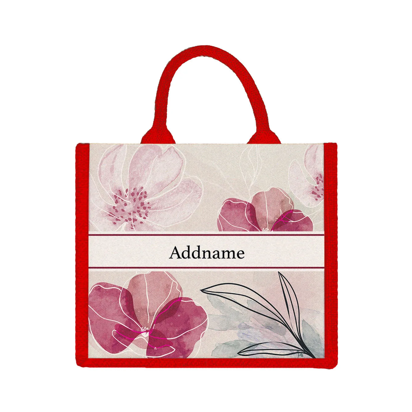 Floral Flourish Flora Series Jute Tote Bag [FREE Custom Add Name]