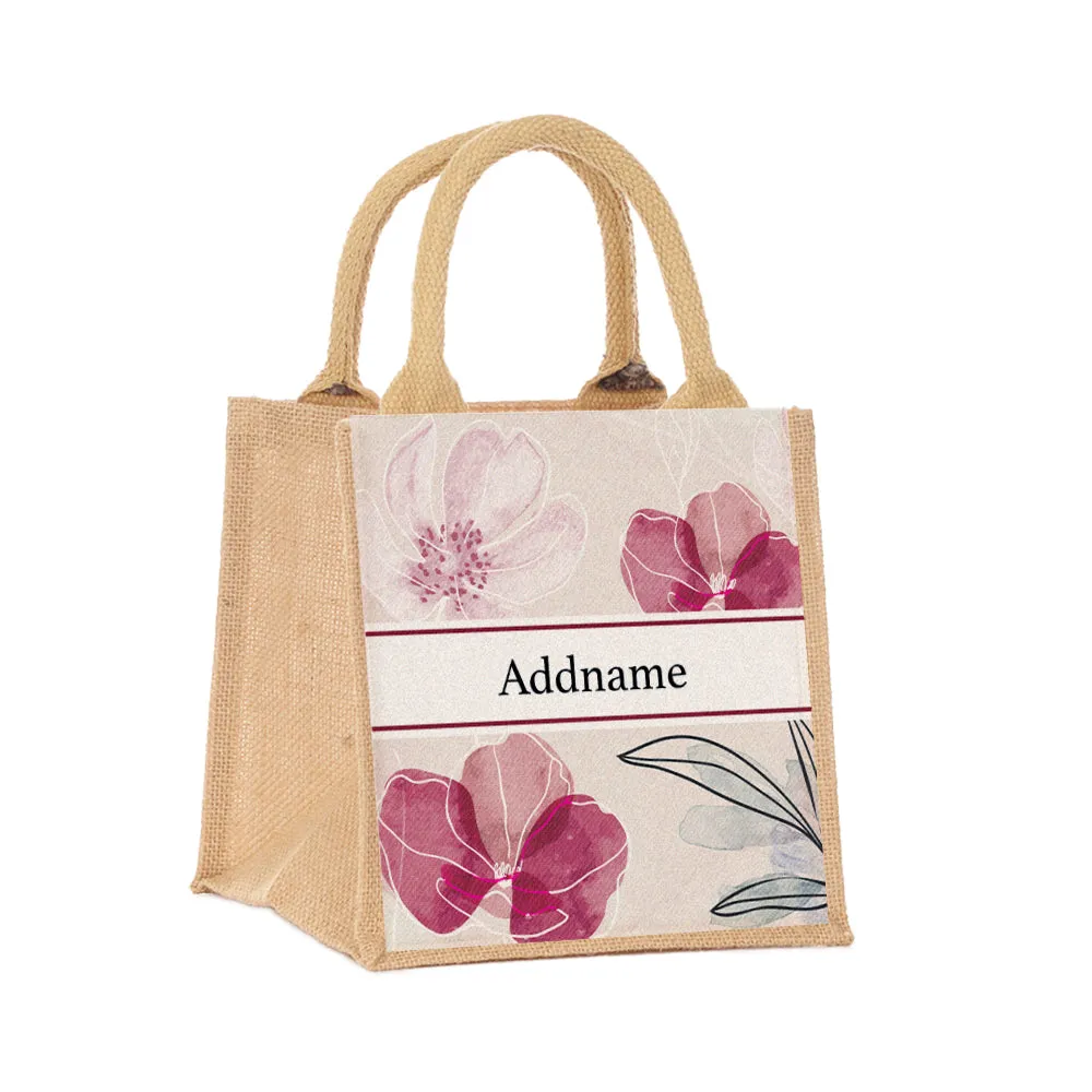 Floral Flourish Flora Series Jute Tote Bag [FREE Custom Add Name]