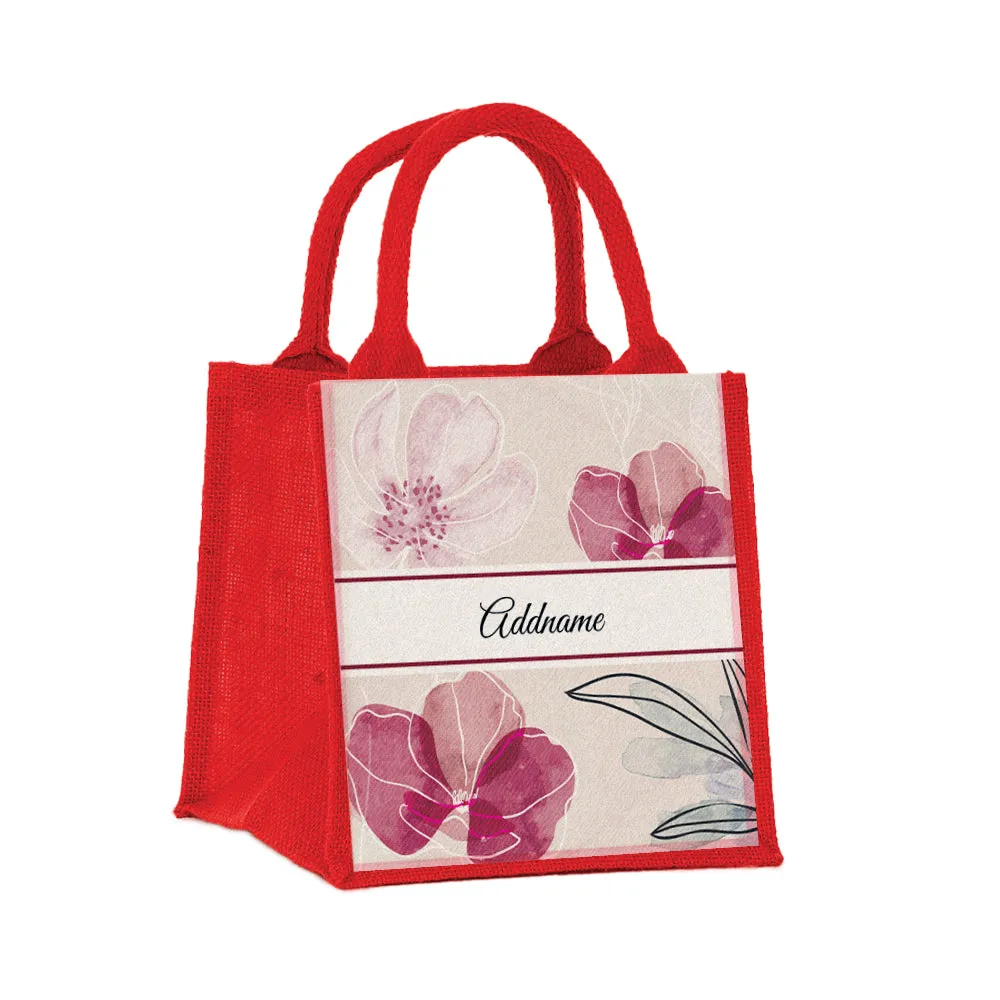 Floral Flourish Flora Series Jute Tote Bag [FREE Custom Add Name]