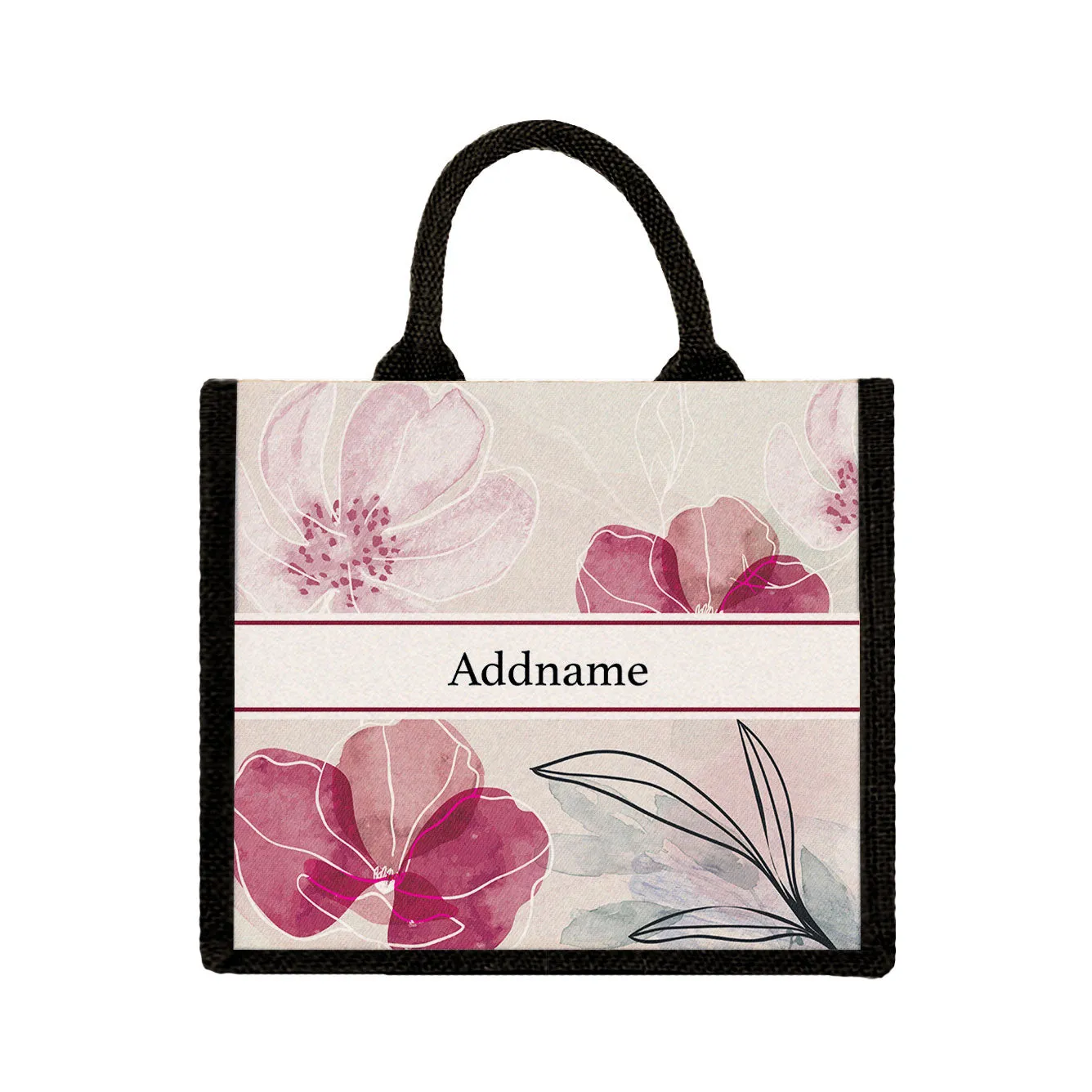 Floral Flourish Flora Series Jute Tote Bag [FREE Custom Add Name]