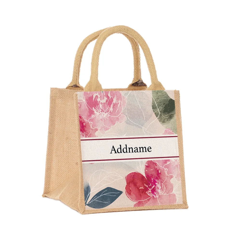 Floral Hues Flora Series Jute Tote Bag [FREE Custom Add Name]