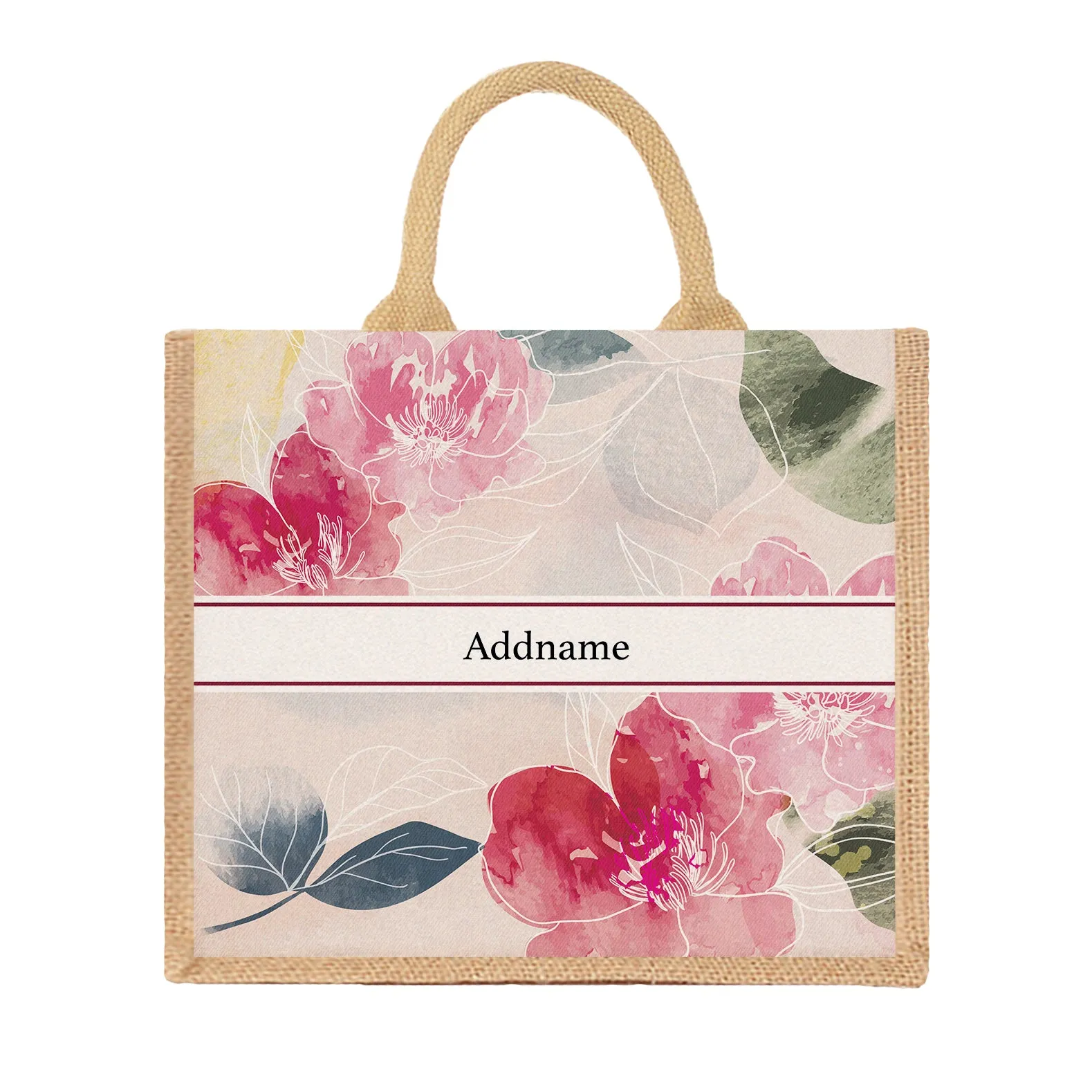 Floral Hues Flora Series Jute Tote Bag [FREE Custom Add Name]