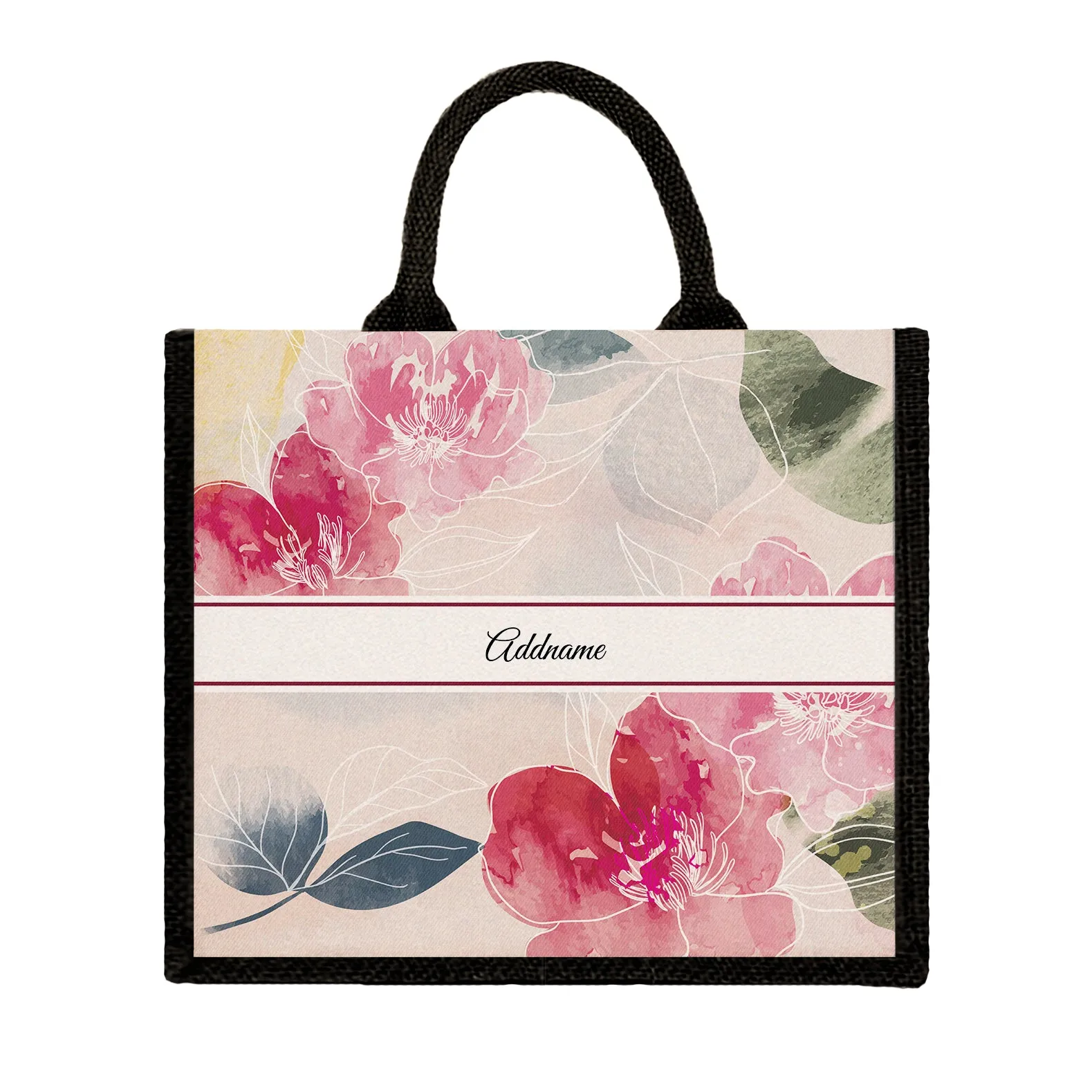 Floral Hues Flora Series Jute Tote Bag [FREE Custom Add Name]