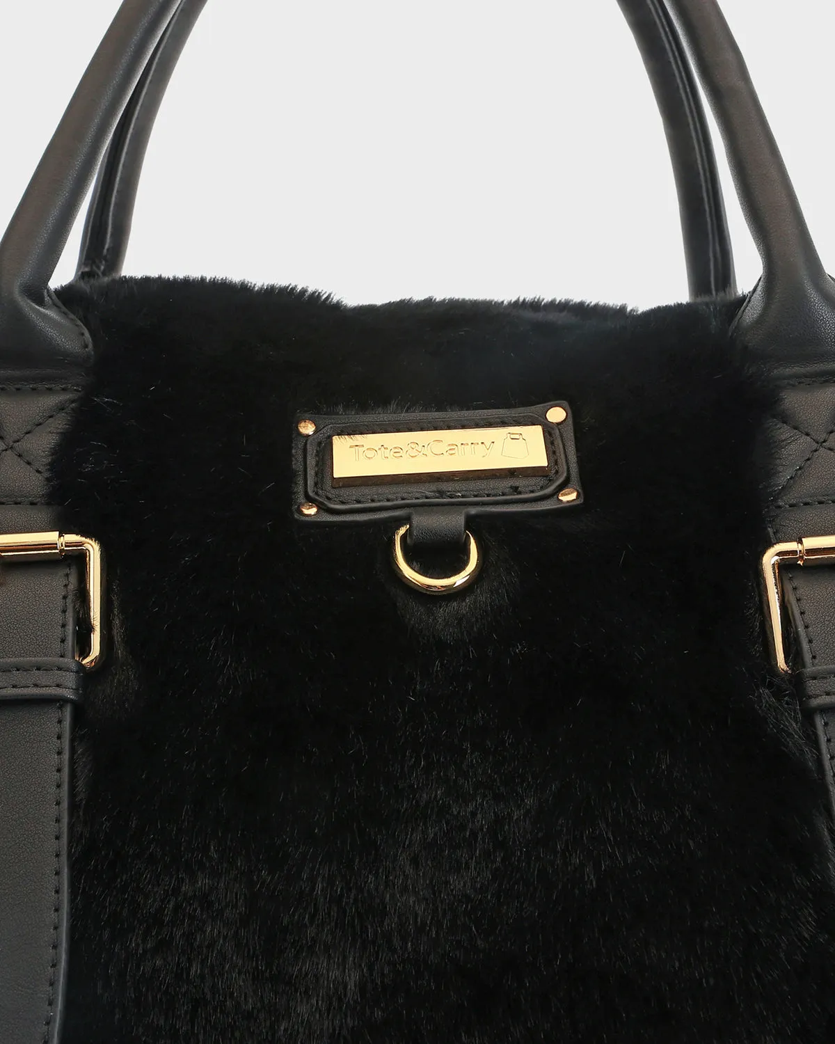 Fuzzy Weekender Duffle Bag in Black