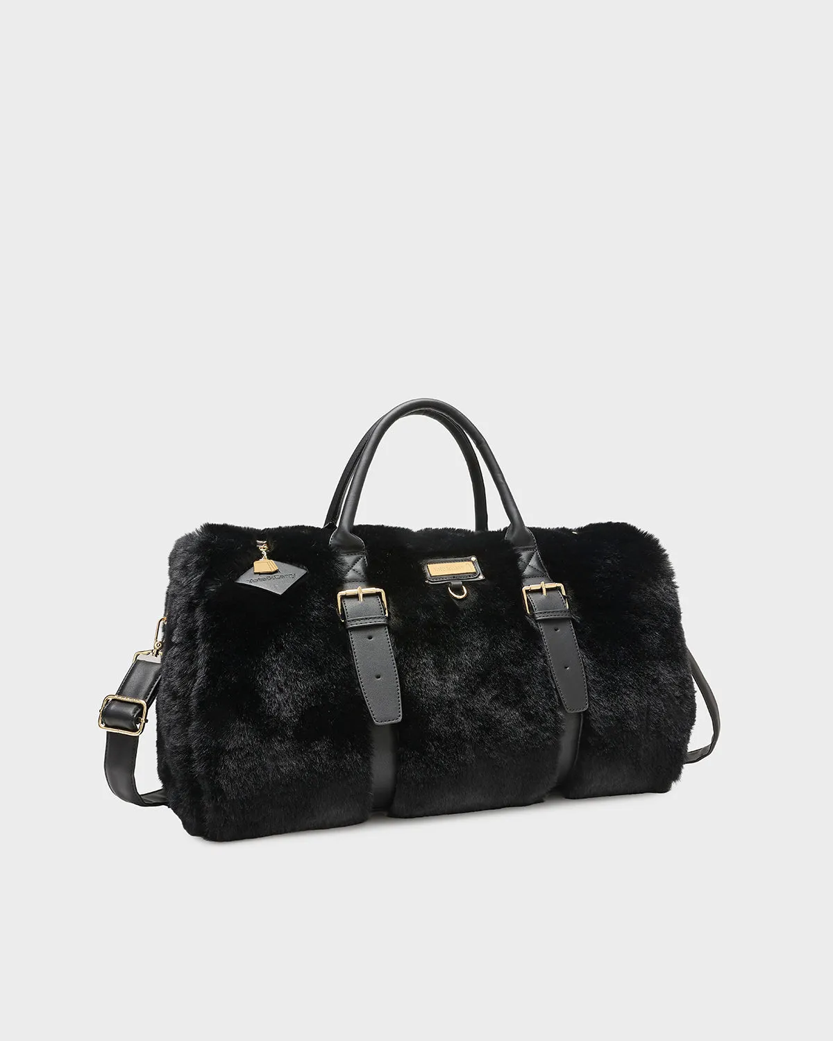 Fuzzy Weekender Duffle Bag in Black