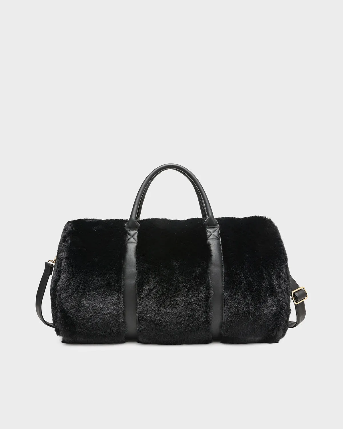 Fuzzy Weekender Duffle Bag in Black