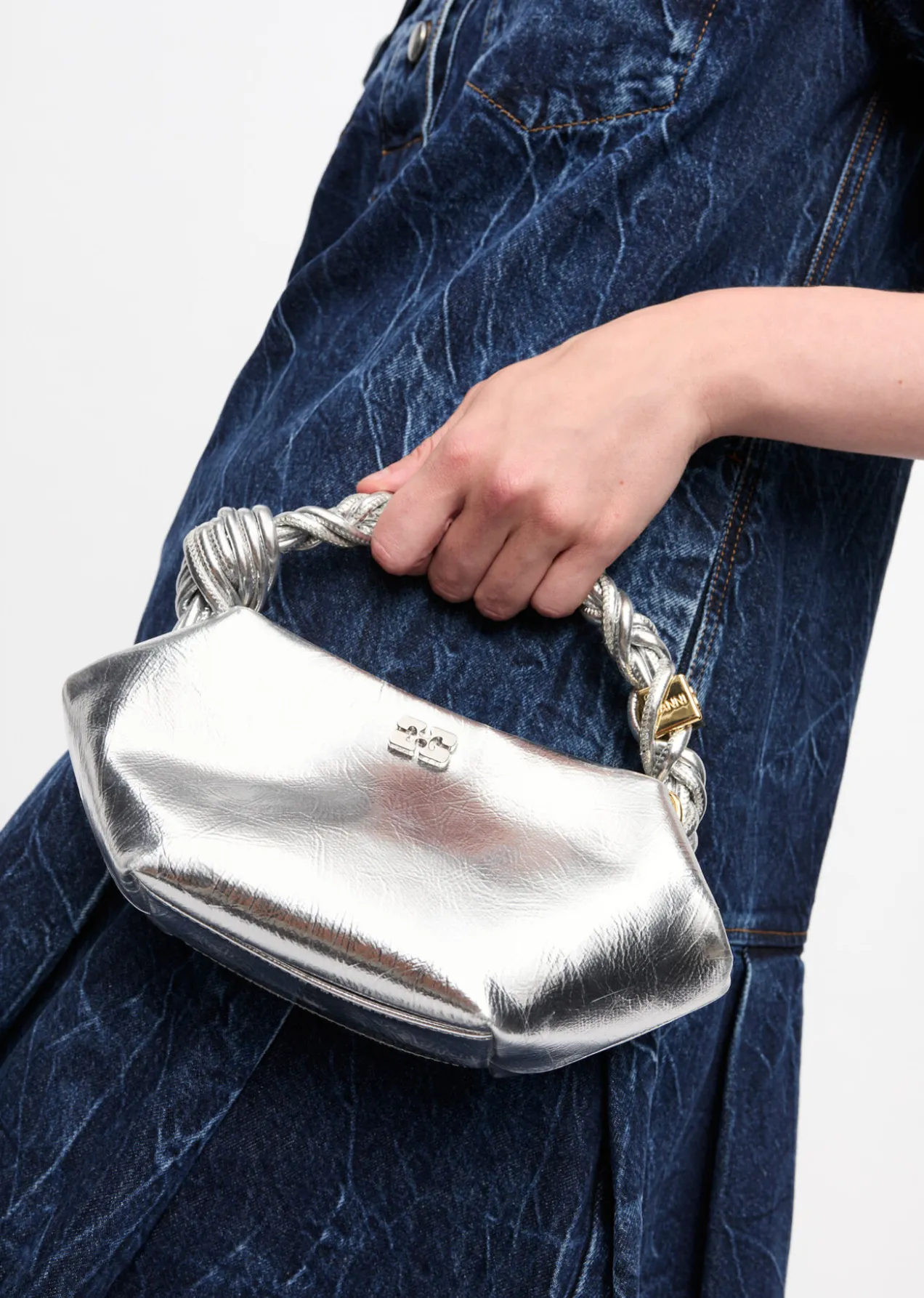 GANNI BOU BAG MINI SILVER