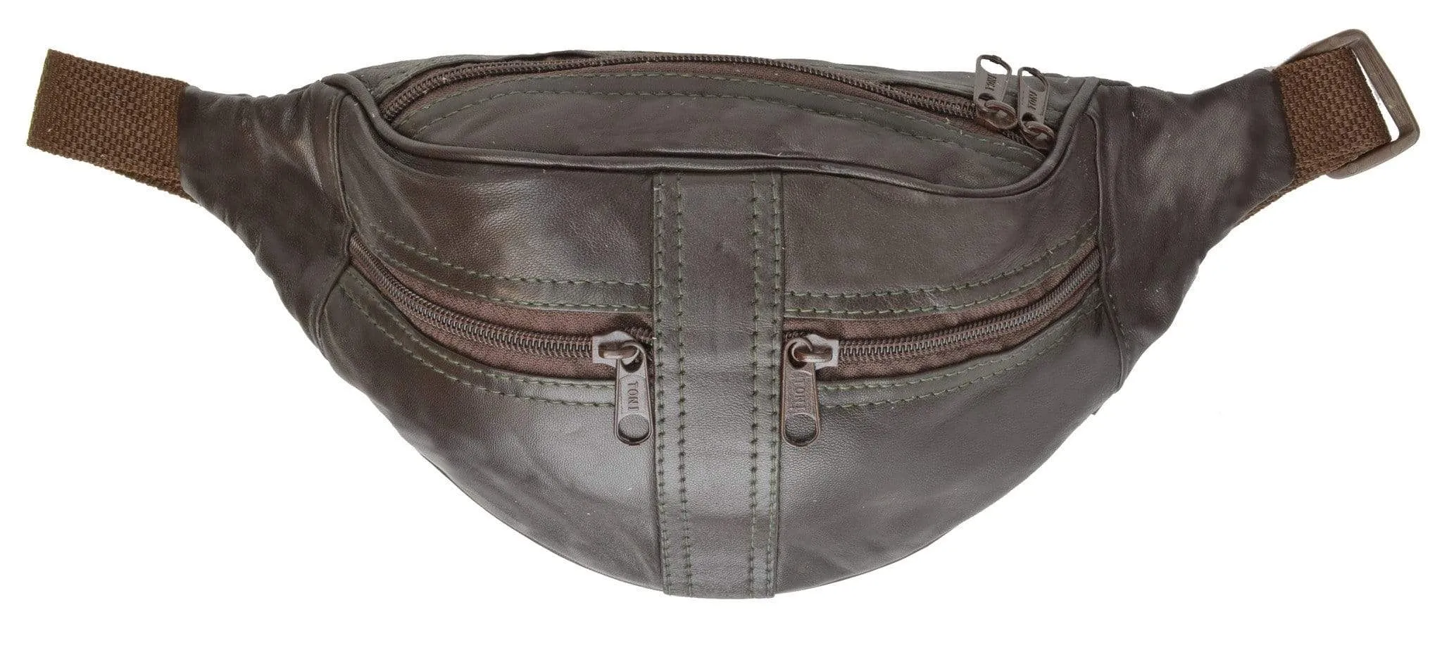 Genuine Leather Slim Waist Pouch, Fanny Pack, Unisex Design 001 (C)