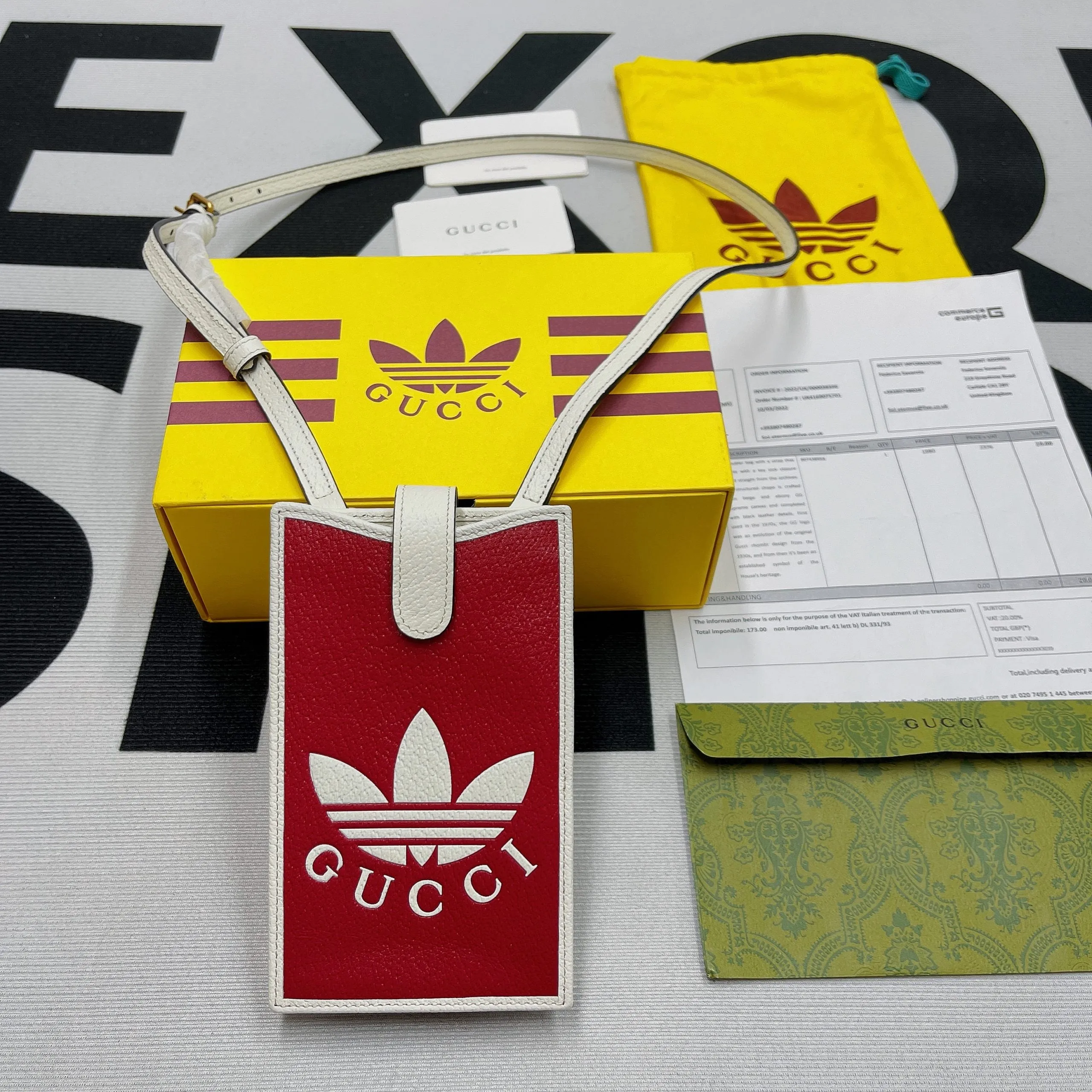 gg x Adidas Phone Case Red For Women, Women&#8217;s Bags 7.3in/18cm gg‎ ‎702203 UZ3BT 6484