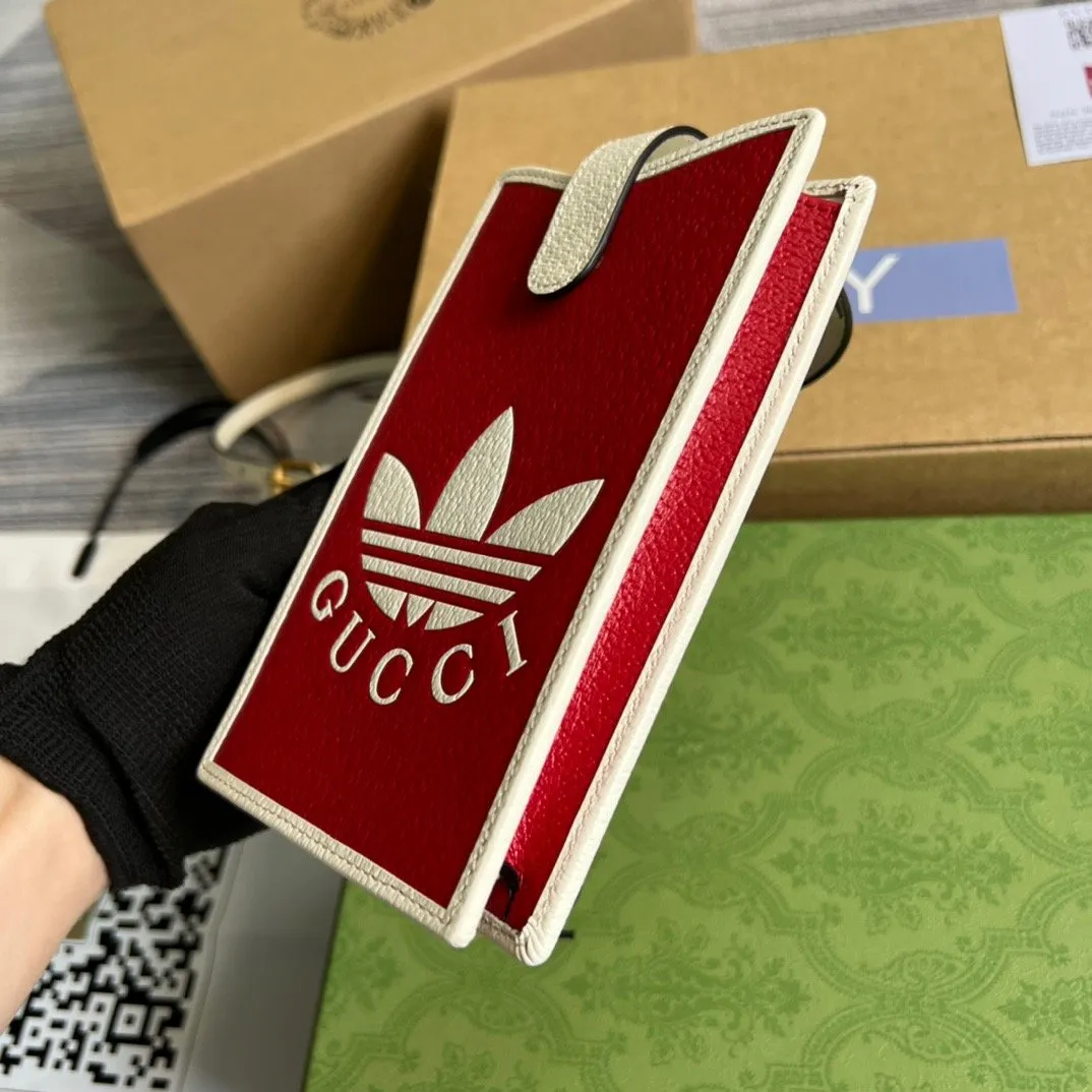 gg x Adidas Phone Case Red For Women, Women&#8217;s Bags 7.3in/18cm gg‎ ‎702203 UZ3BT 6484