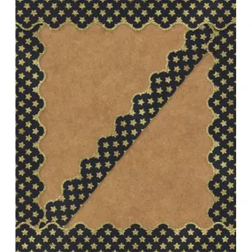 Gold Glitter Stars Scalloped Borders